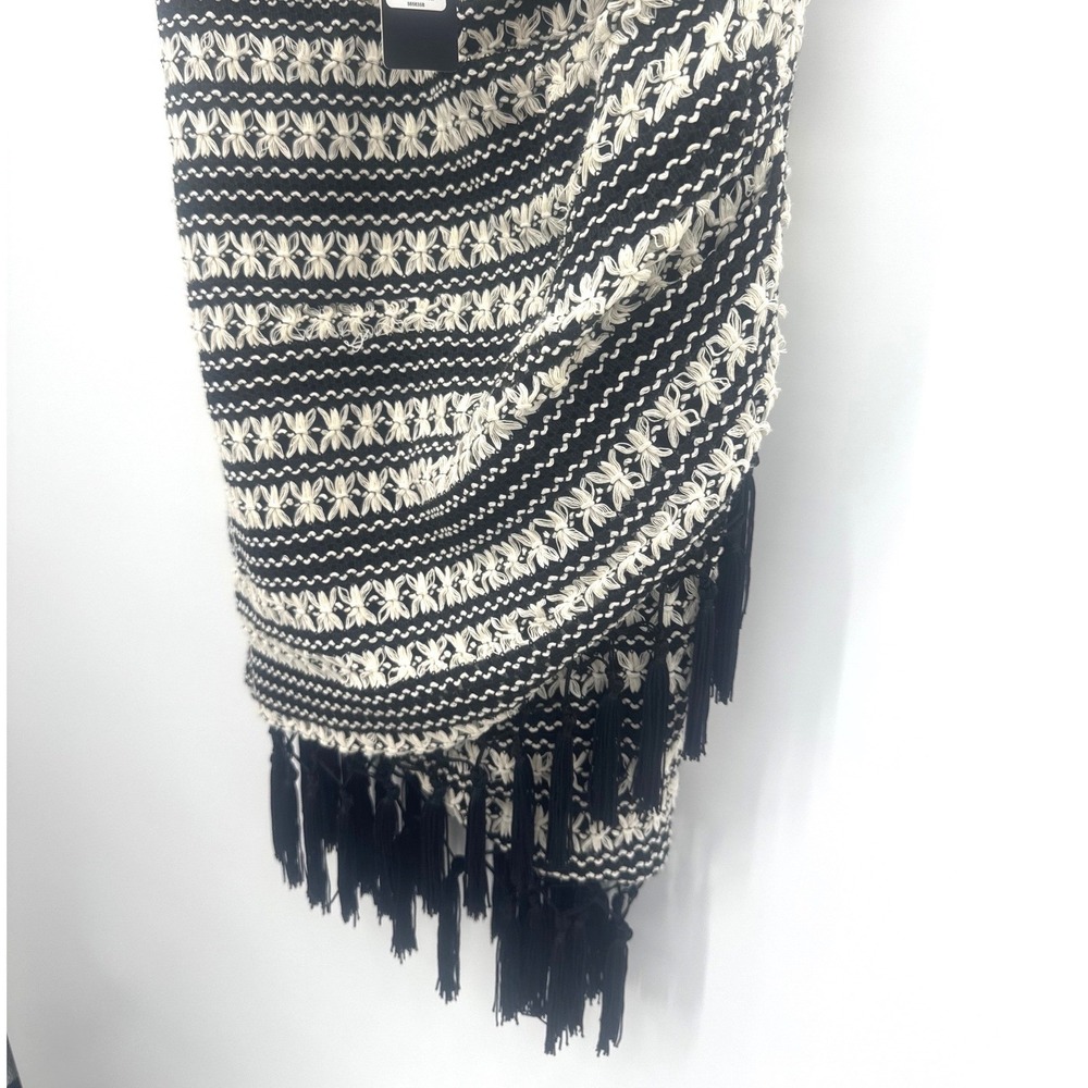 Fashion Nova Bali Mami Crochet Mini Dress Black White Fringe Tassel Large NWT - Picture 5 of 7